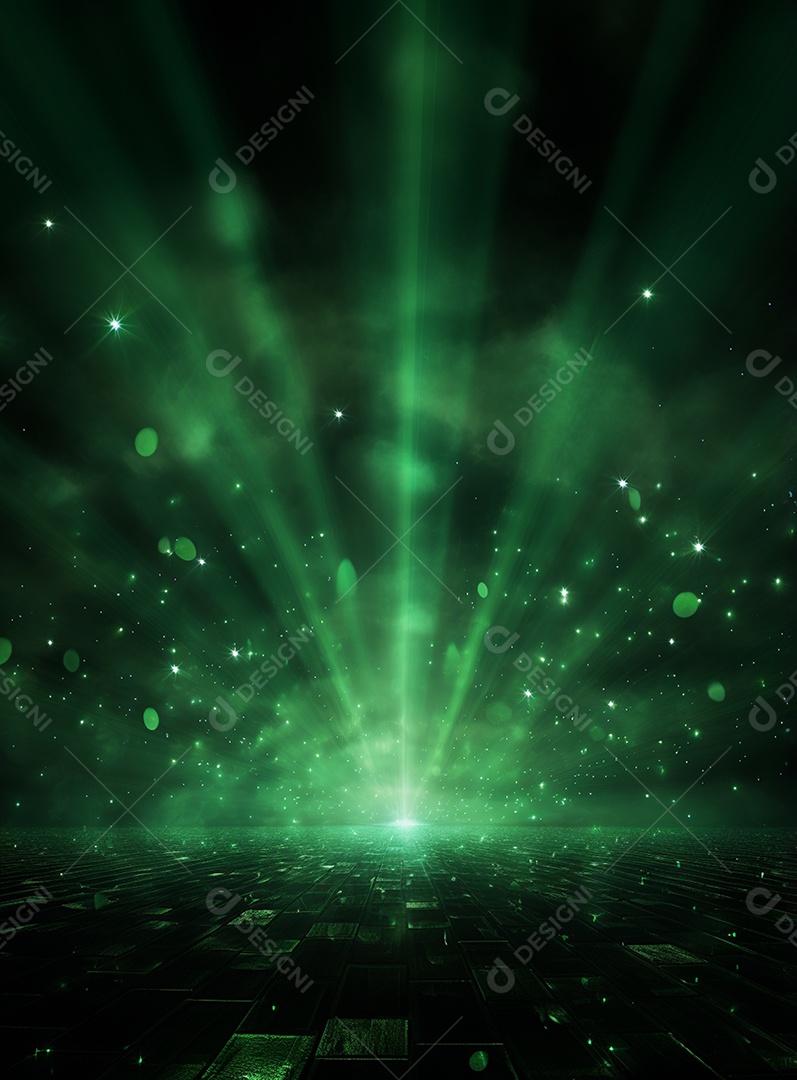 Pano de fundo com iluminação de holofotes verdes para folhetos imagem realista ultra hd design alto