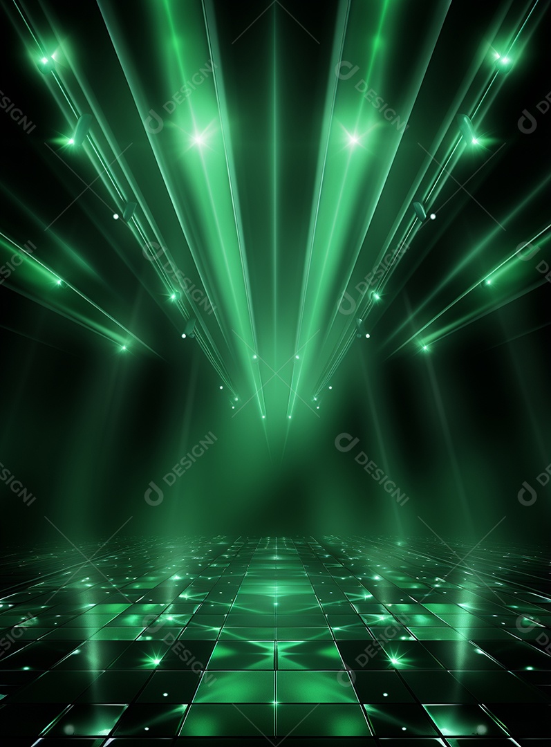 Pano de fundo com iluminação de holofotes verdes para folhetos imagem realista ultra hd design alto