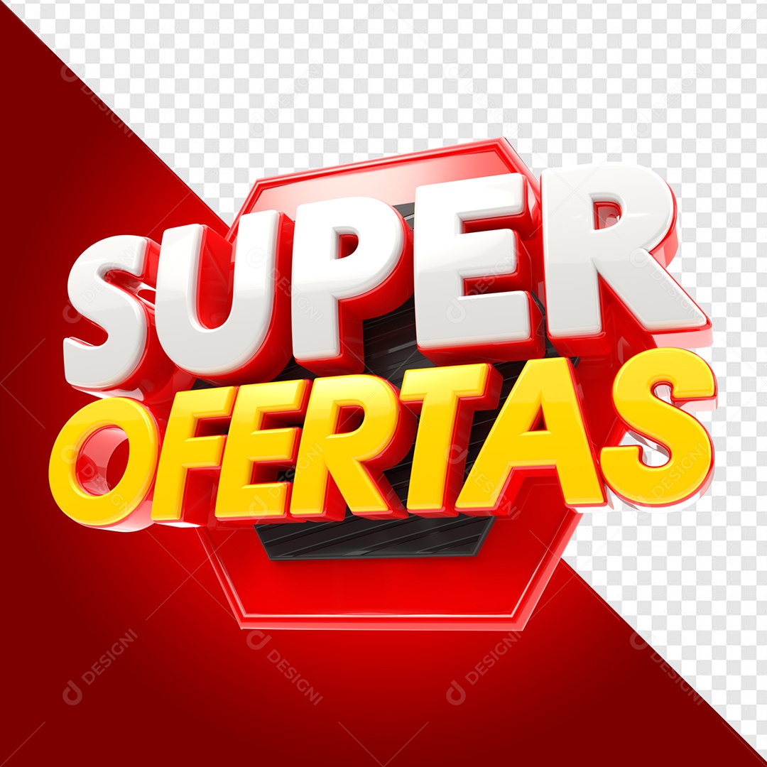 Super Ofertas Vermelho e Dourado Selo 3D para Composição PSD