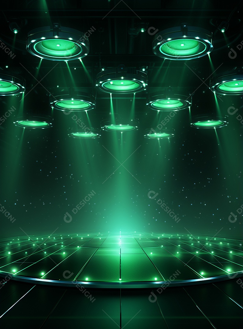 Pano de fundo com iluminação de holofotes verdes para folhetos imagem realista ultra hd design alto