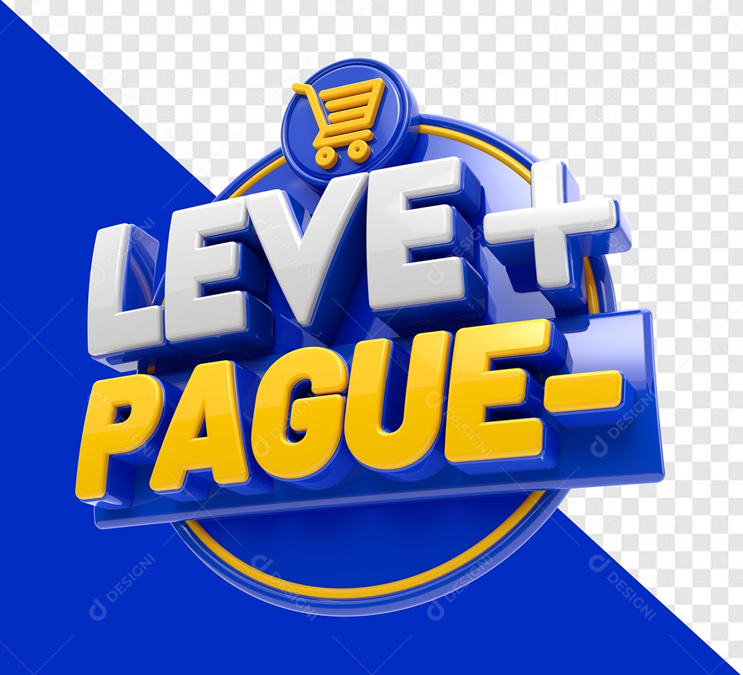 Leve Mais e Pague Menos Selo 3D Azul e Branco para Composição PSD