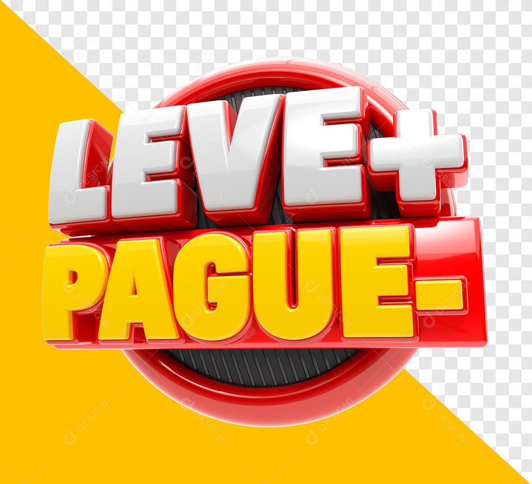 Selo 3D Leve Mais Pague Mesmos Branco e Dourado Para Composição PSD