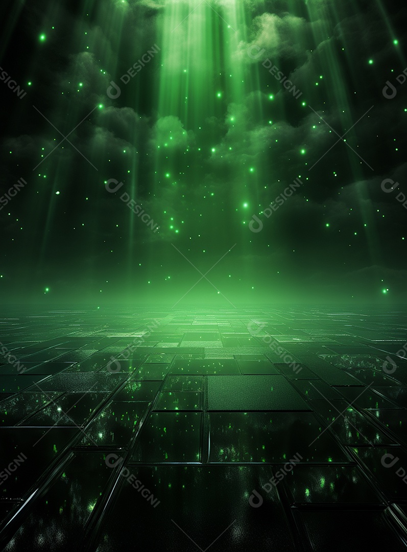 Pano de fundo com iluminação de holofotes verdes para folhetos imagem realista ultra hd design alto