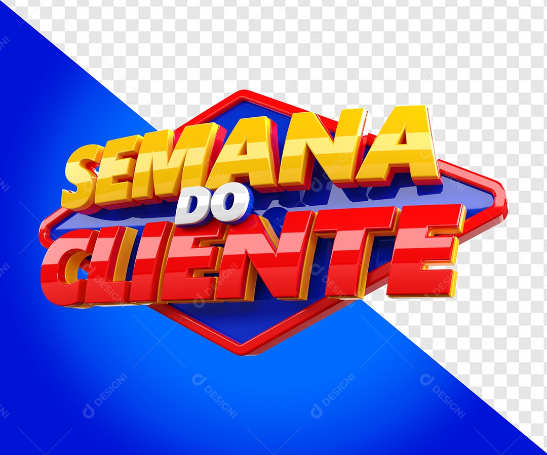 Semana do Cliente Selo 3D Dourado e Azul para Composição PSD