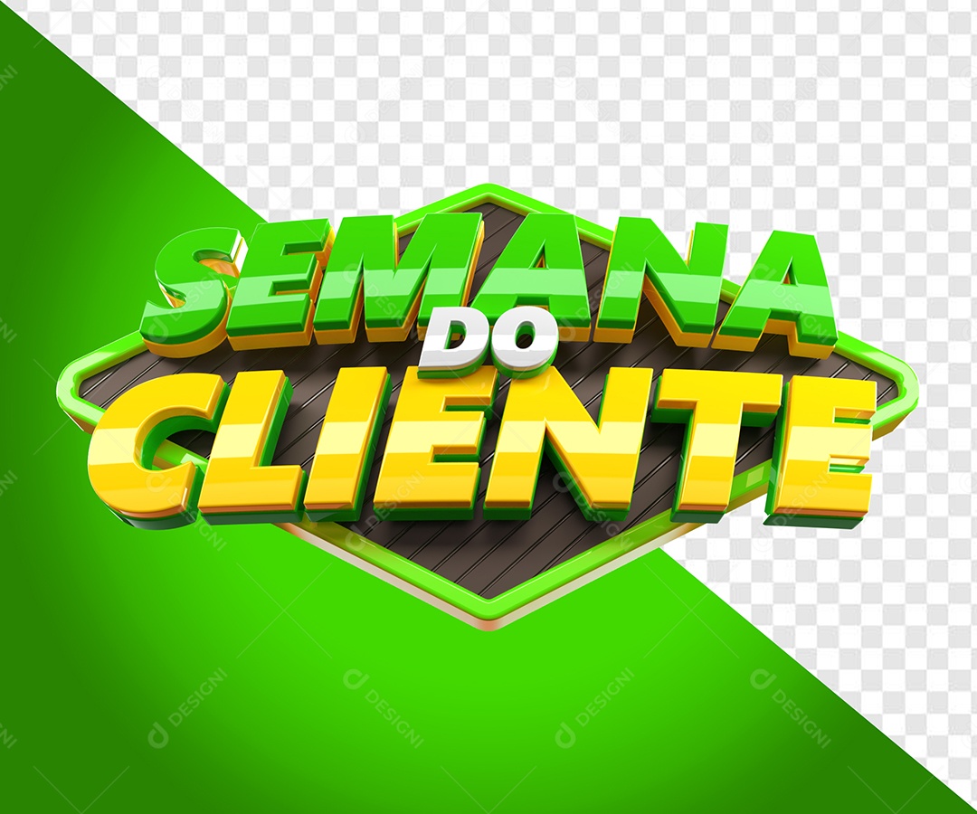 Semana do Cliente Selo 3D Verde e Dourado para Composição PSD