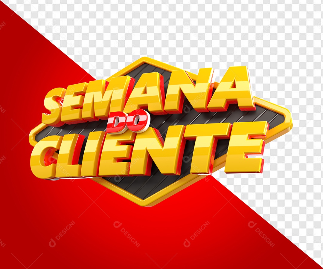 Selo 3D Semana Do Cliente Vermelho Dourado Para Composição PSD