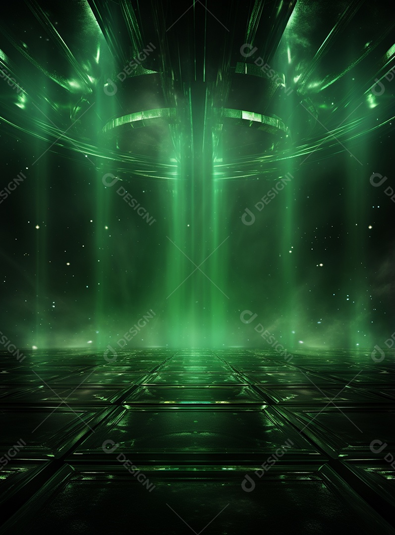 Pano de fundo com iluminação de holofotes verdes para folhetos imagem realista ultra hd design alto