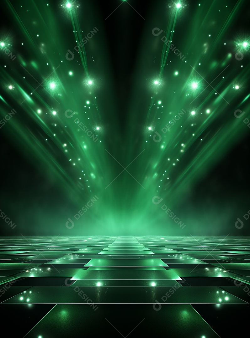 Pano de fundo com iluminação de holofotes verdes para folhetos imagem realista ultra hd design alto