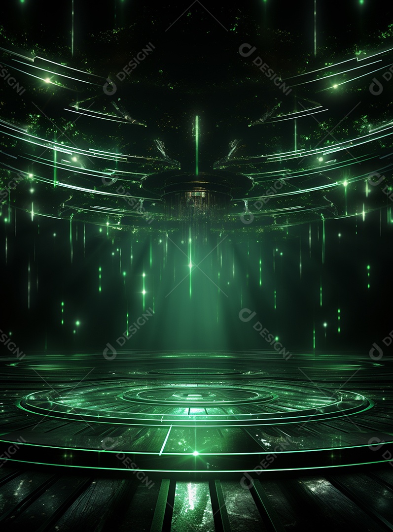 Pano de fundo com iluminação de holofotes verdes para folhetos imagem realista ultra hd design alto