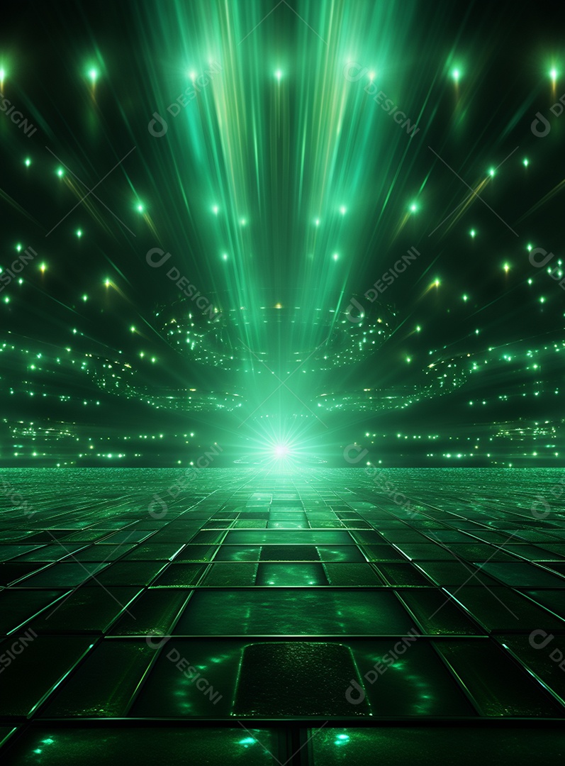 Pano de fundo com iluminação de holofotes verdes para folhetos imagem realista ultra hd design alto