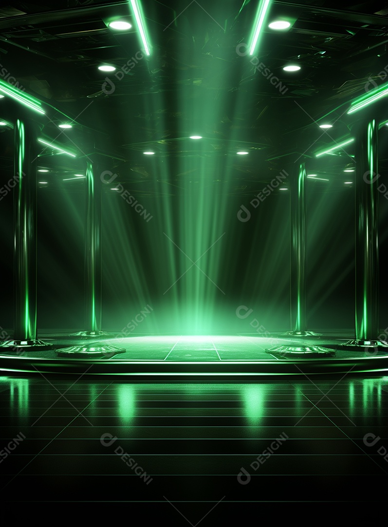 Pano de fundo com iluminação de holofotes verdes para folhetos imagem realista ultra hd design alto