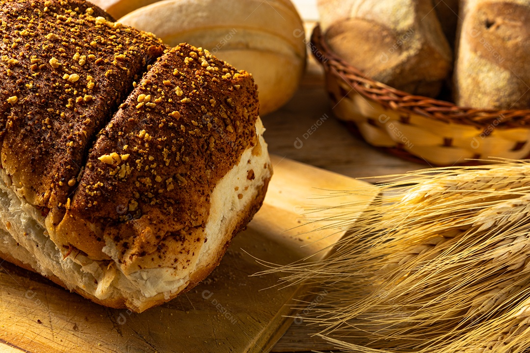 Diferentes tipos de pão. Italiano, australiano, brasileiro.