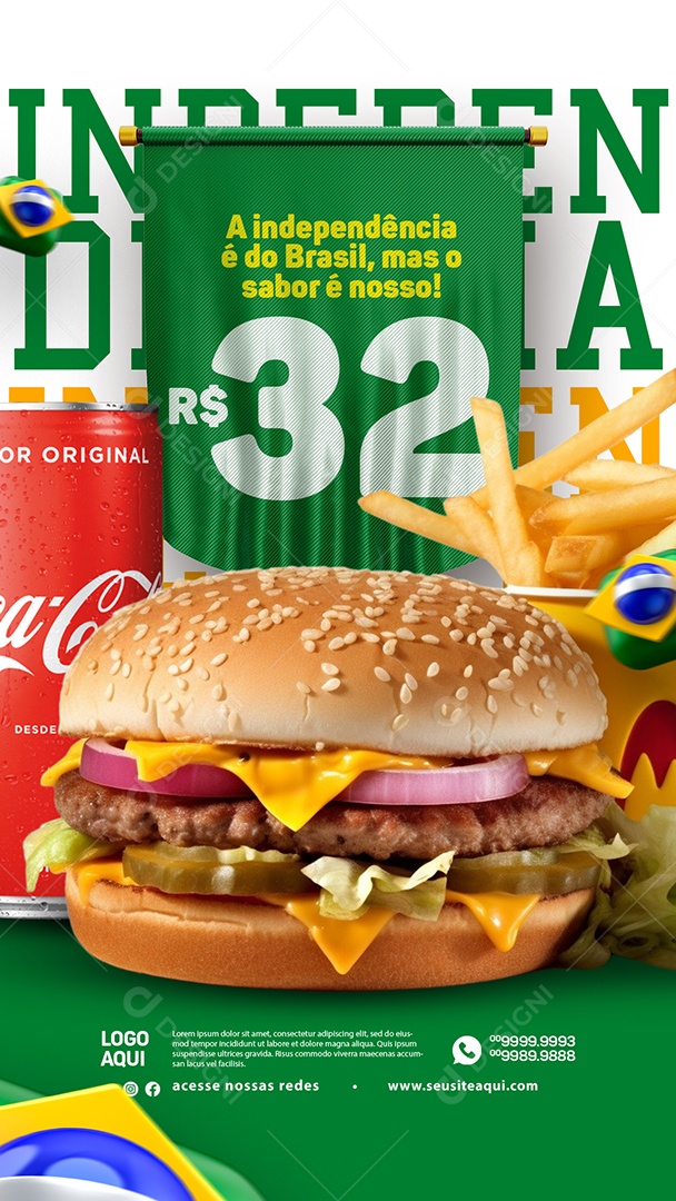 Story Hamburgueria A Independência é do Brasil mas o Sabor é Nosso 32,00 Social Media PSD Editável