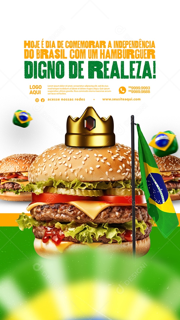 Story Hamburgueria Hoje é Dia de Comemorar a Independência do Brasil Social Media PSD Editável