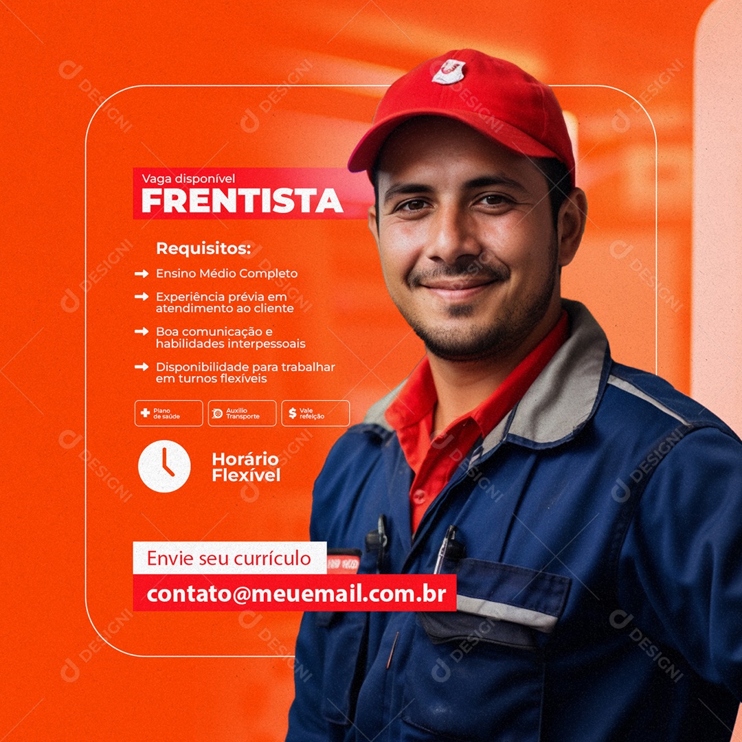 Vagas De Empregos Vaga Disponível Frentista Social Media PSD Editável