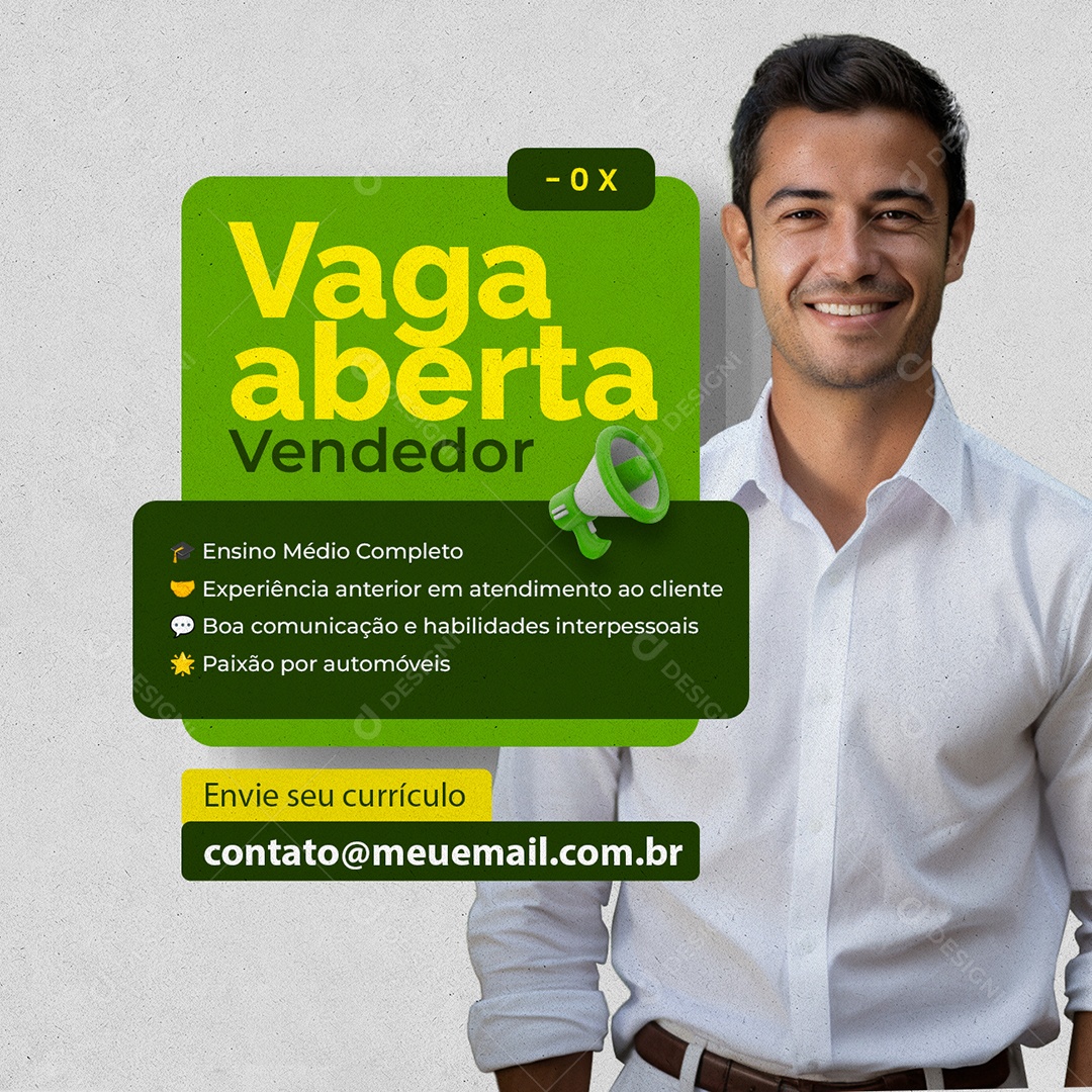 Vagas De Empregos Vaga Aberta Vendedor Social Media PSD Editável