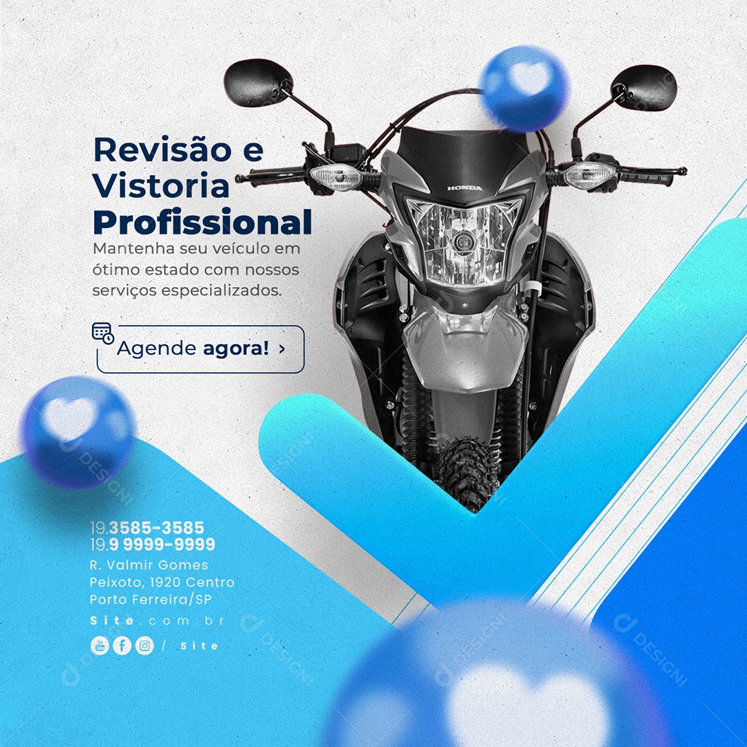 Vistoria e Revisão Revisão e Vistoria Profissional de Moto Social Media PSD Editável