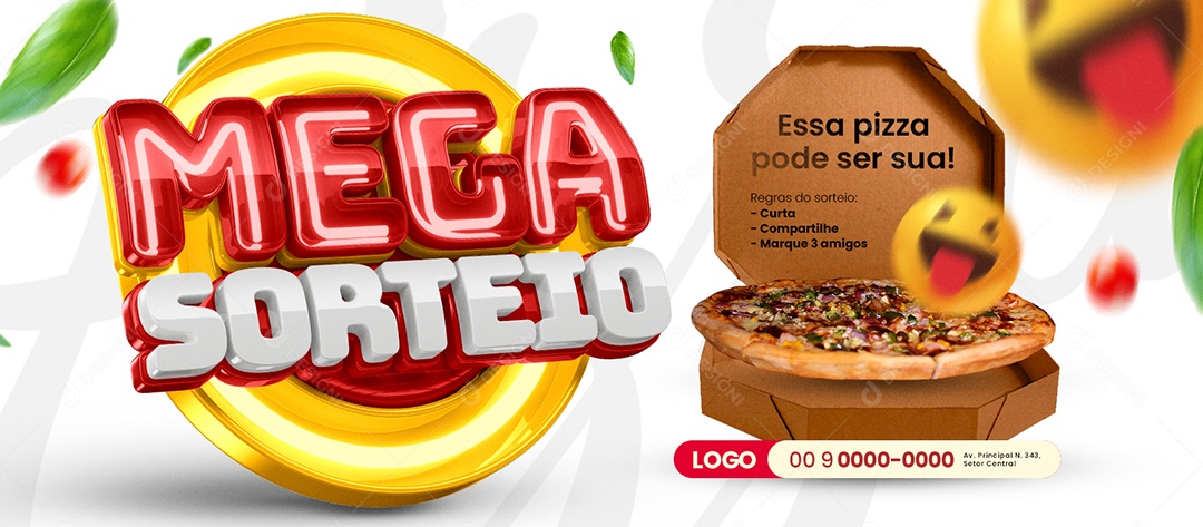 Social Media Banner Mega Sorteio Pizzaria Essa Pizza Pode ser Sua PSD Editável