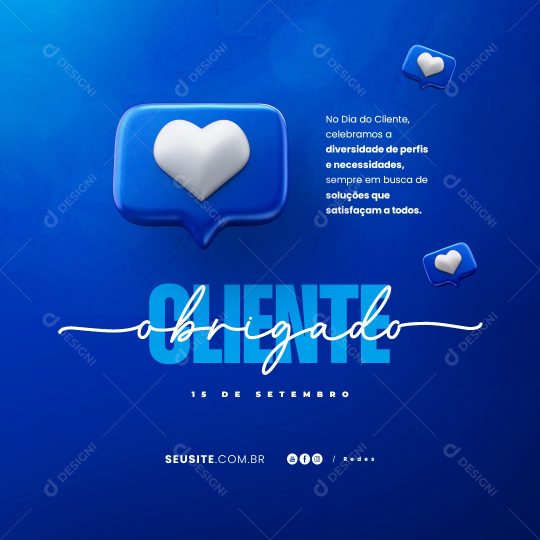 Dia Do Cliente Obrigado Celebramos a Diversidade de Perfis Social Media PSD Editável