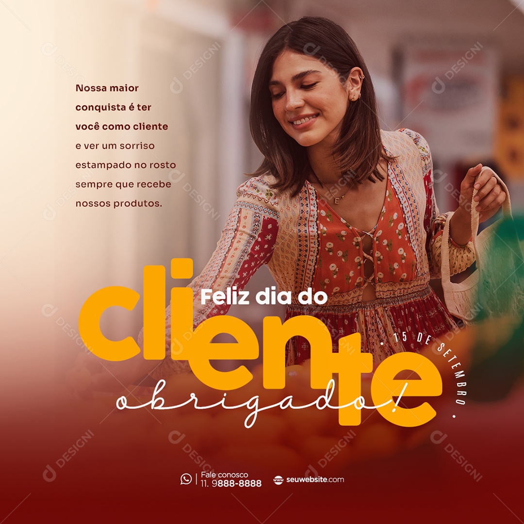 Social Media Feliz Dia Do Cliente Obrigado 15 de Setembro PSD Editável
