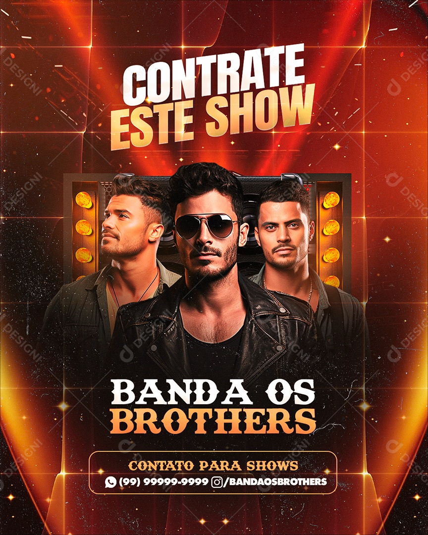 Flyer Contrate Este Show Banda Os Brothers Social Media PSD Editável