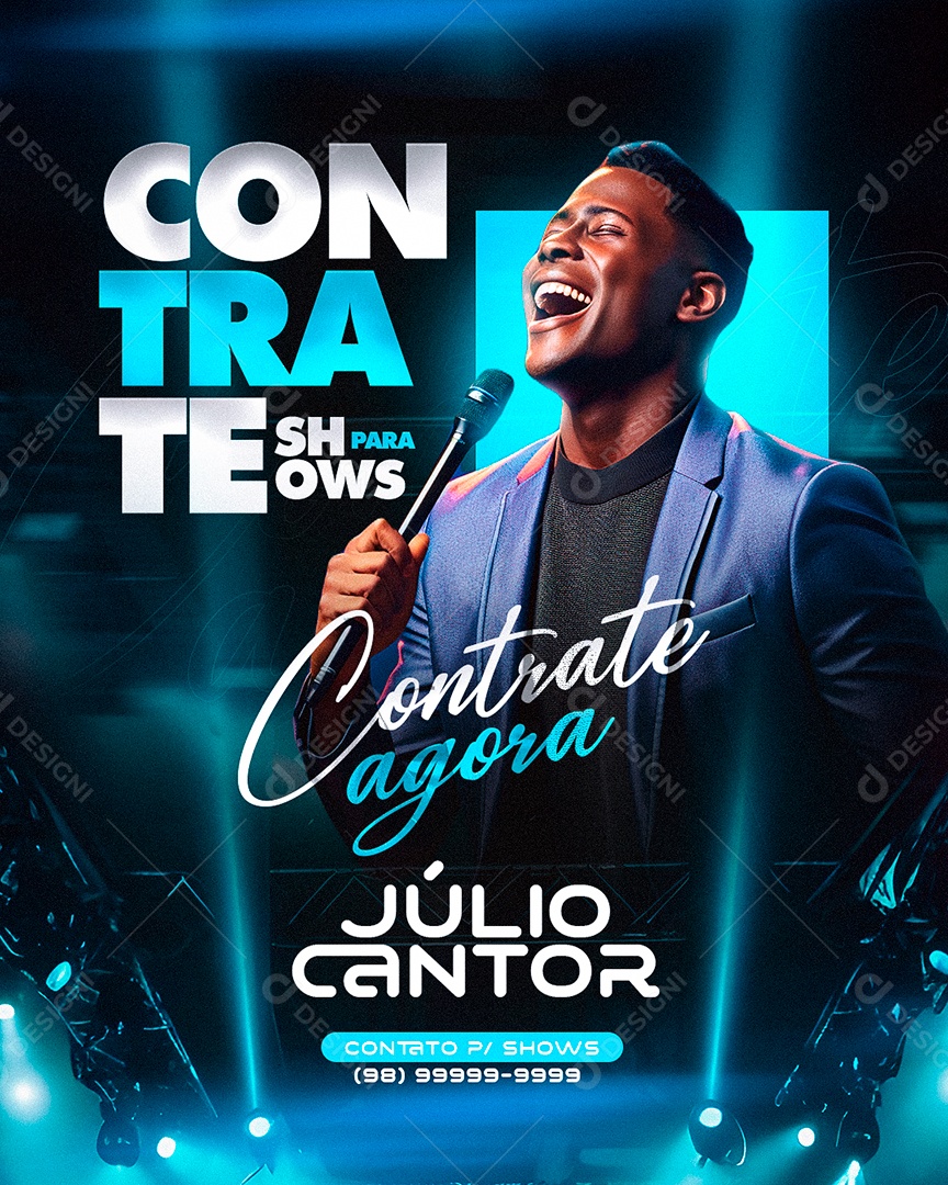 Flyer Contrate para Shows Júlio Cantor Social Media PSD Editável