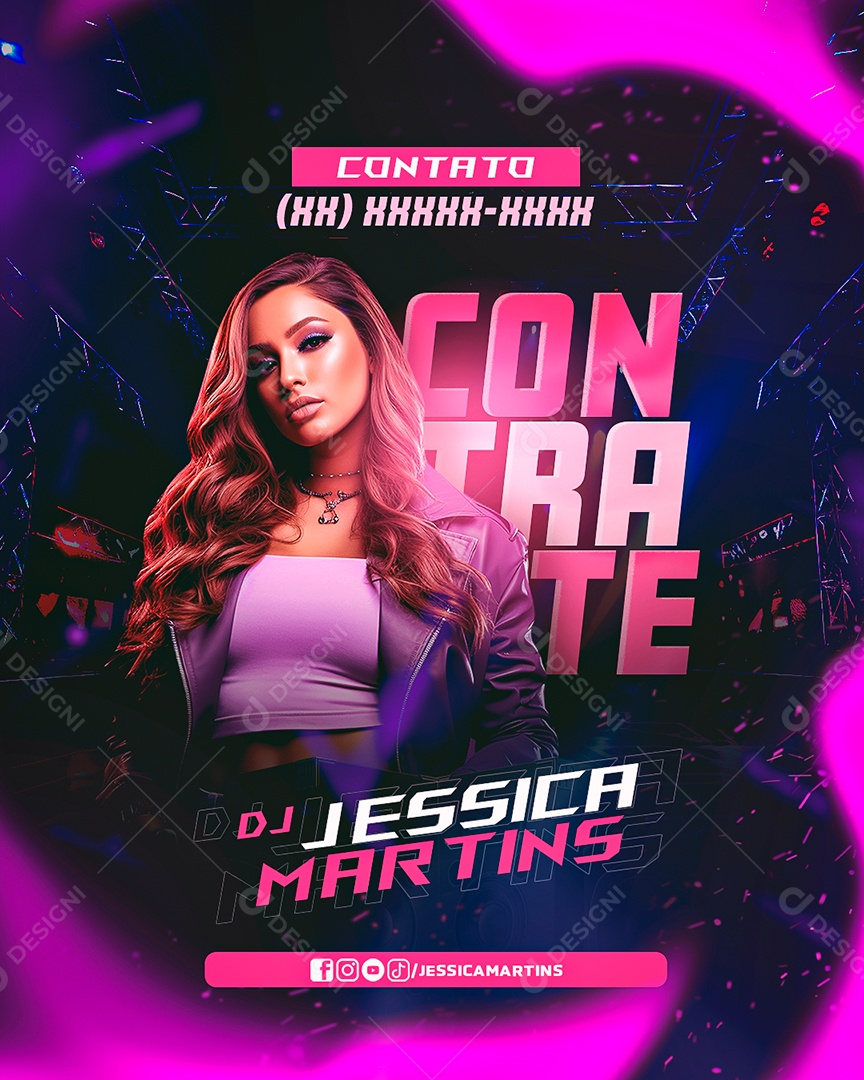 Flyer Contrate DJ Jessica Martins Social Media PSD Editável