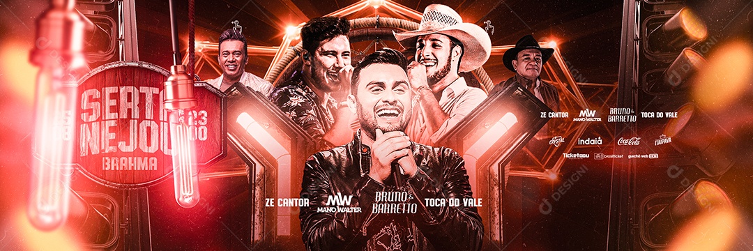 Carrossel Flyer Sertanejou Brahma Zé Cantor Mano Walter Bruno & Barreto Toca do Vale Social Media PSD Editável