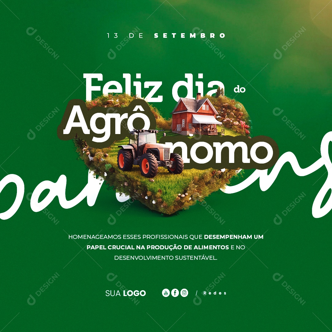 Feliz Dia do Agrônomo 13 de Setembro Social Media PSD Editável