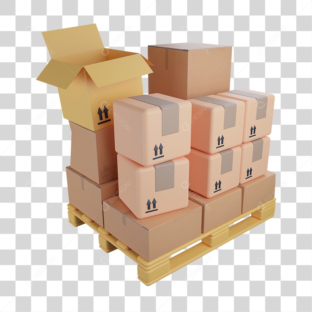 Caixas Empilhadas em Palete Para Entrega PNG Transparente