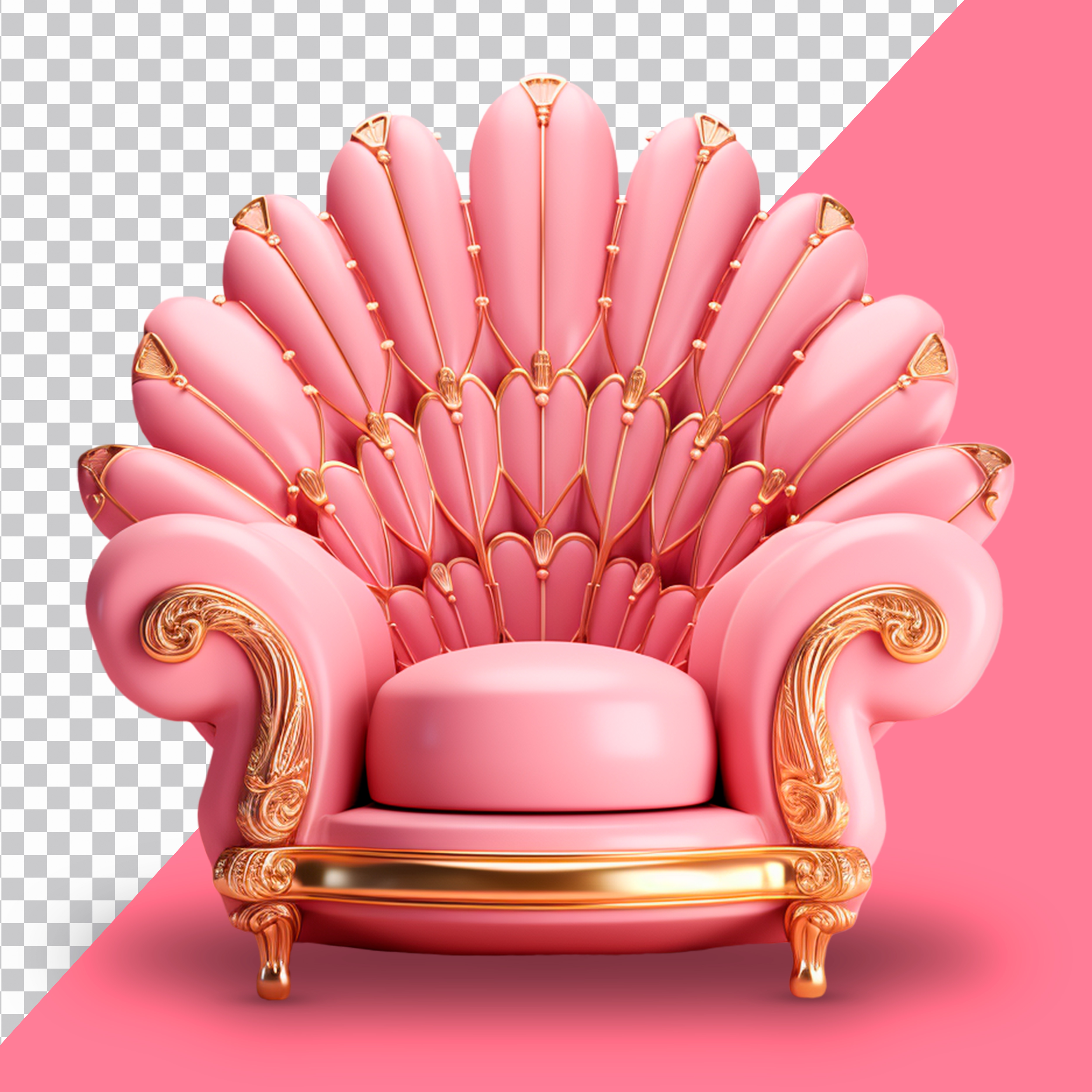 Elemento 3D Poltrona Rosa Para Composição PSD