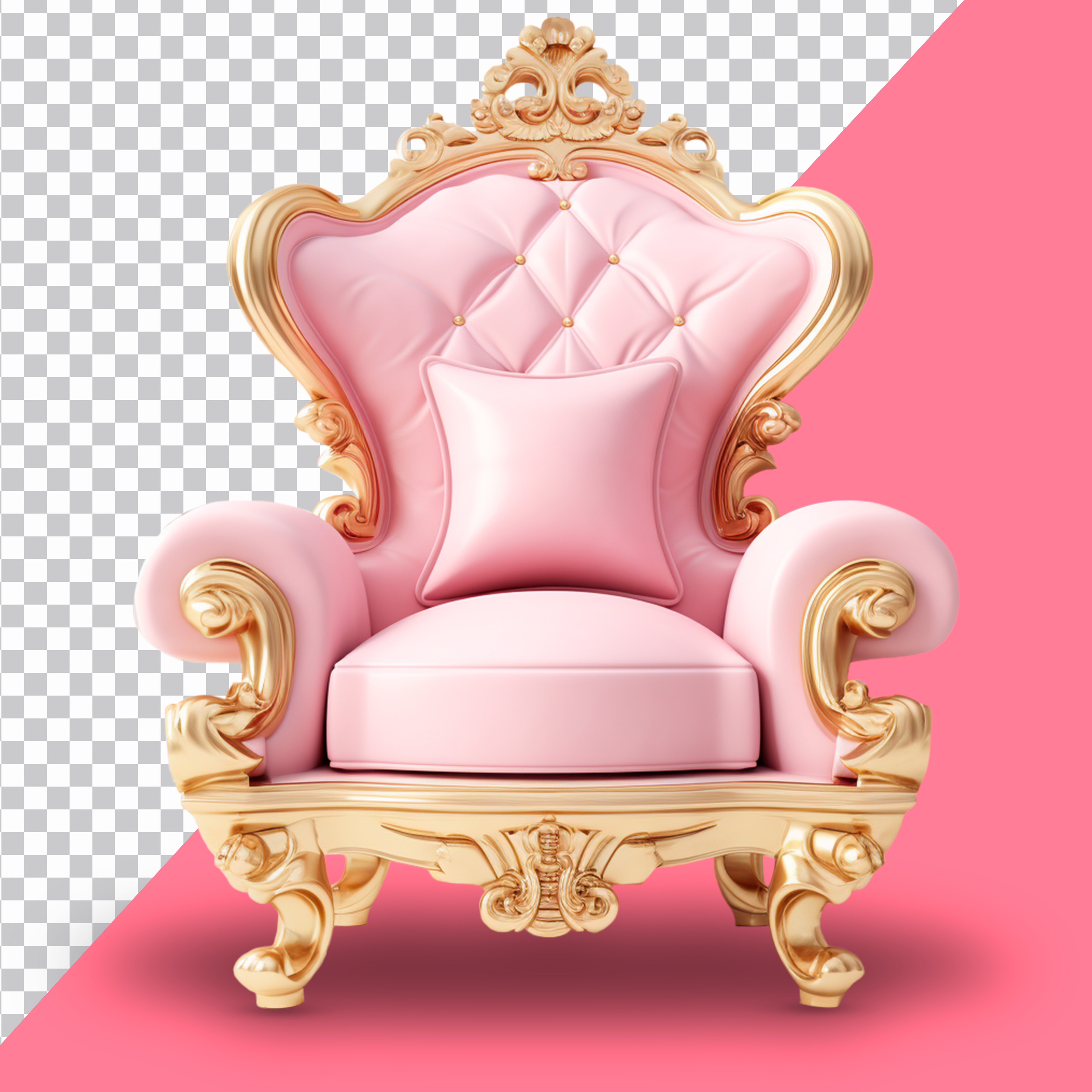 Elemento 3D Poltrona Rosa Para Composição PSD