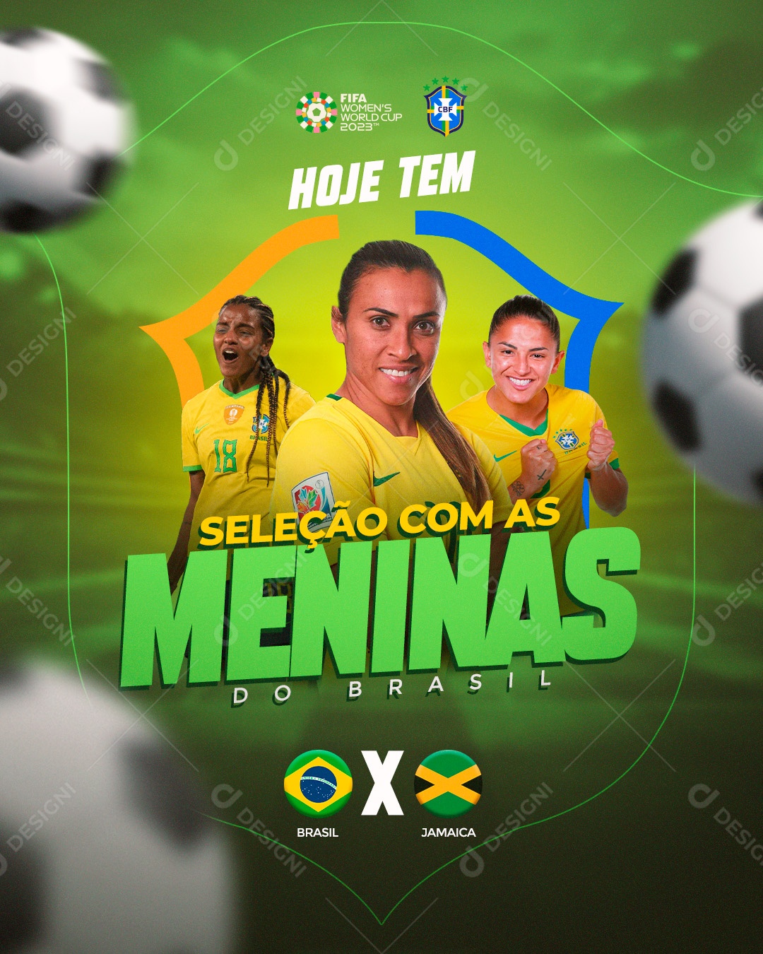 Flyer Feed Seleção Com As Meninas Do Brasil Social Media PSD Editável