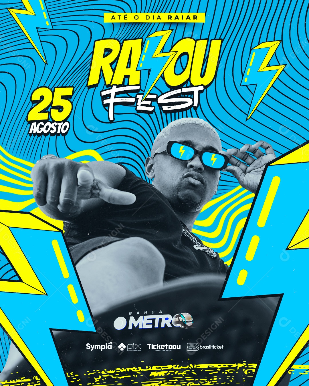 Flyer Feed Raiou Fest Banda Metro Social Media PSD Editável