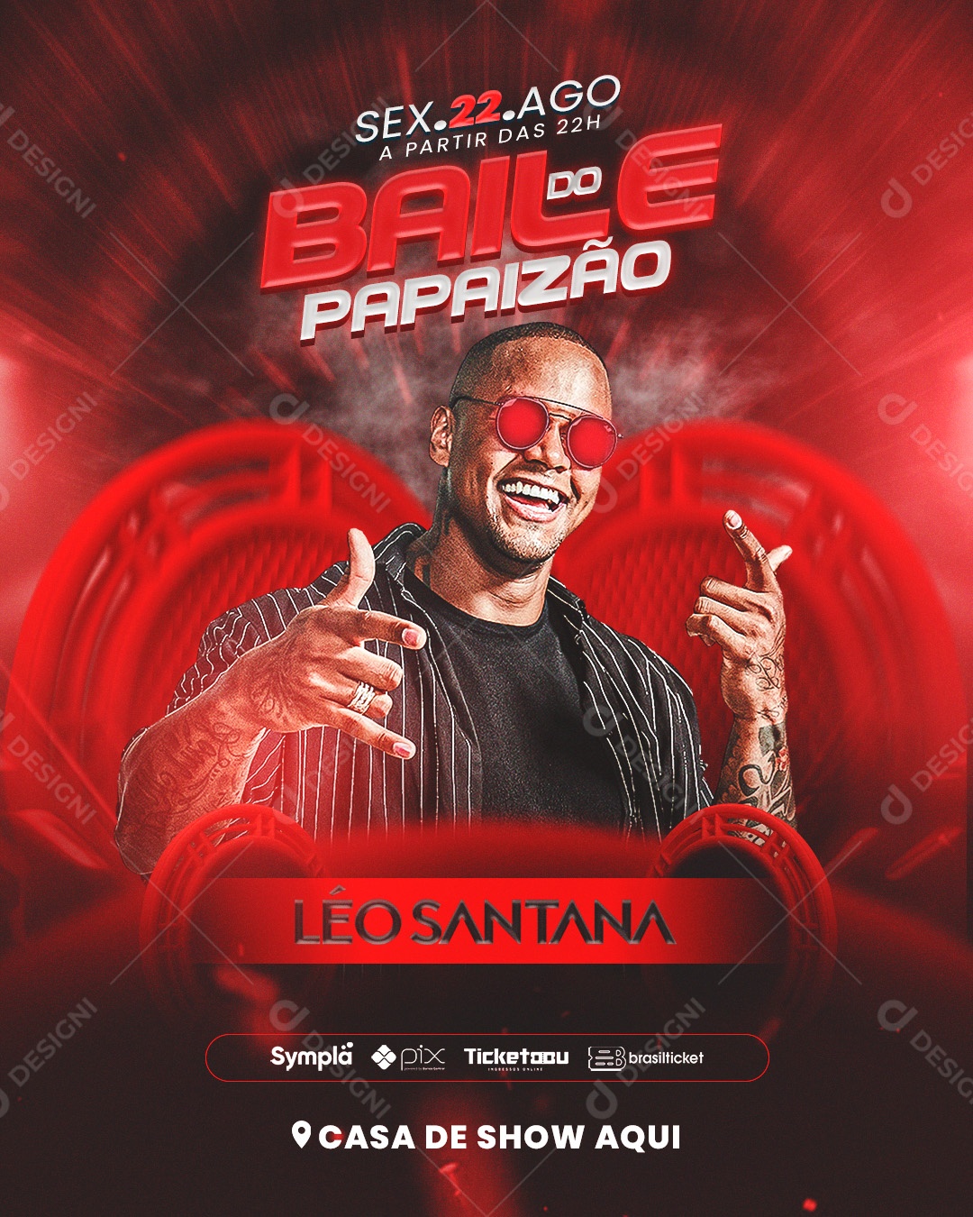 Social Media Flyer Feed Baile Do Papaizão Léo Santana PSD Editável