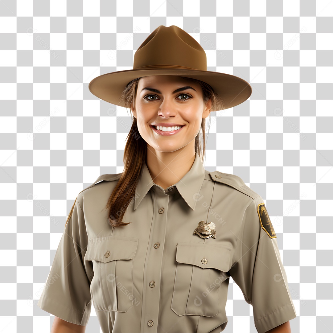 Guarda Florestal Mulher Sorrindo PNG Transparente