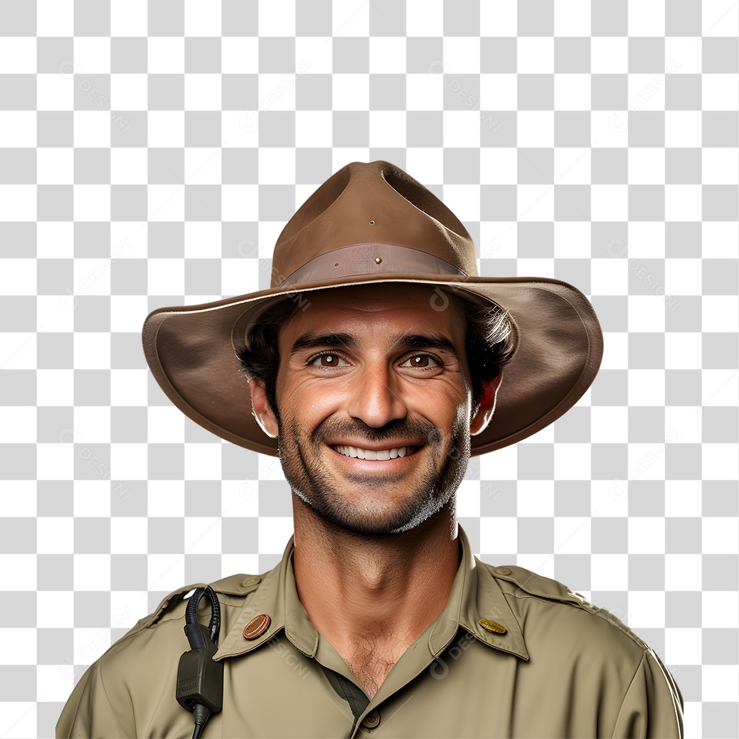 Homem Guarda Florestal Sorridente PNG Transparente