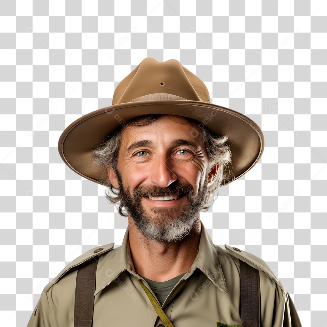 Homem Guarda Florestal Sorridente PNG Transparente