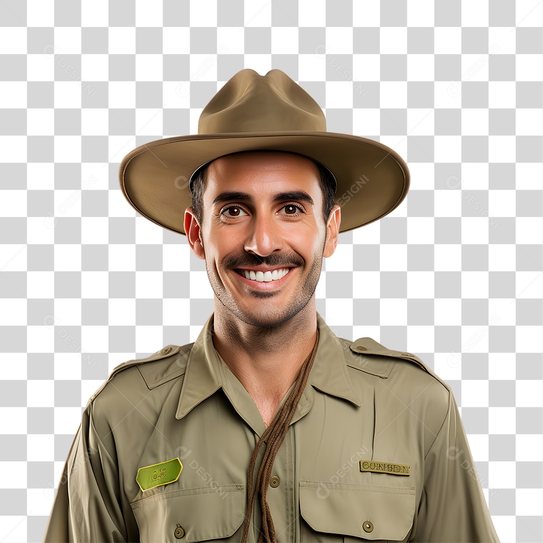 Homem Guarda Florestal Sorridente PNG Transparente