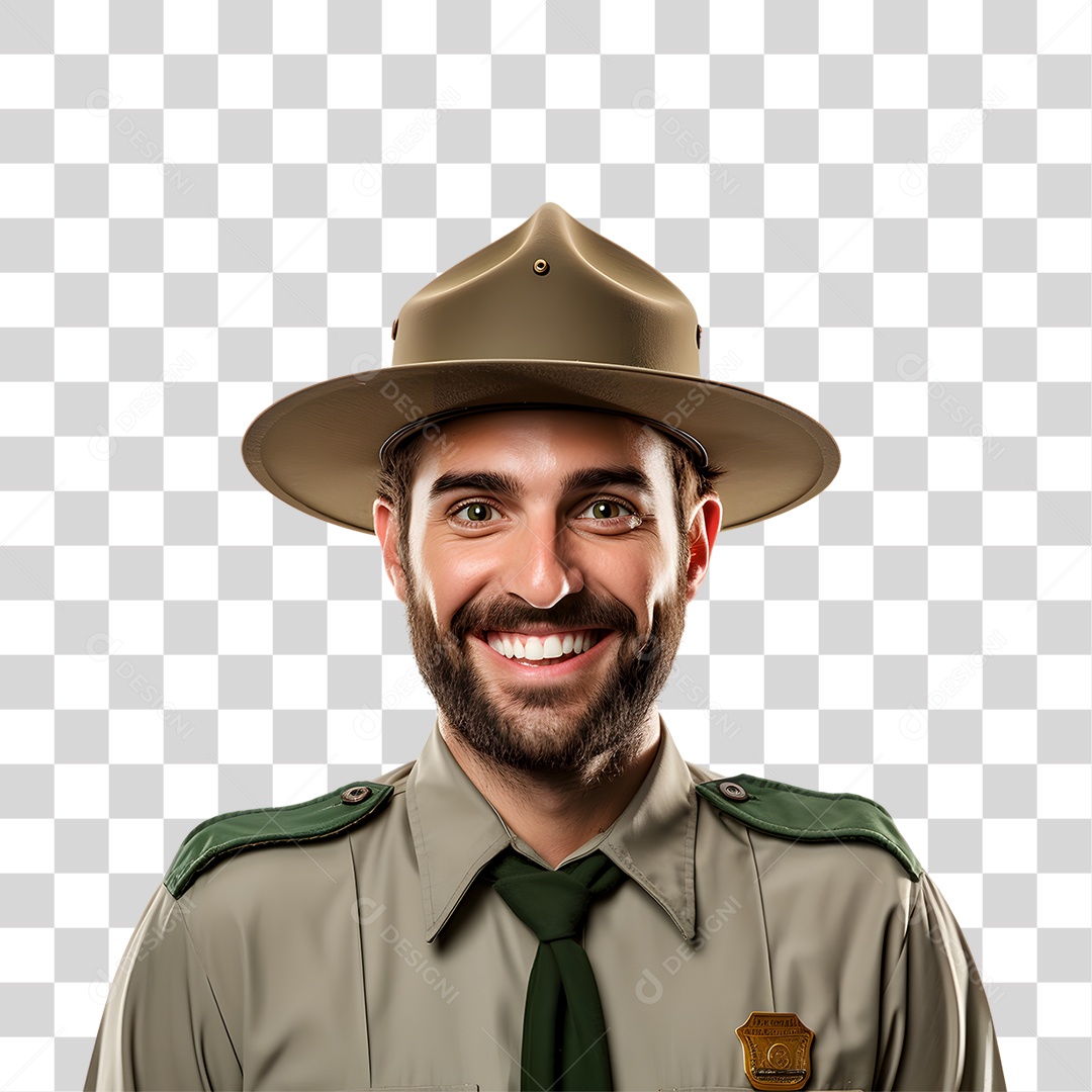 Homem Guarda Florestal Sorridente PNG Transparente