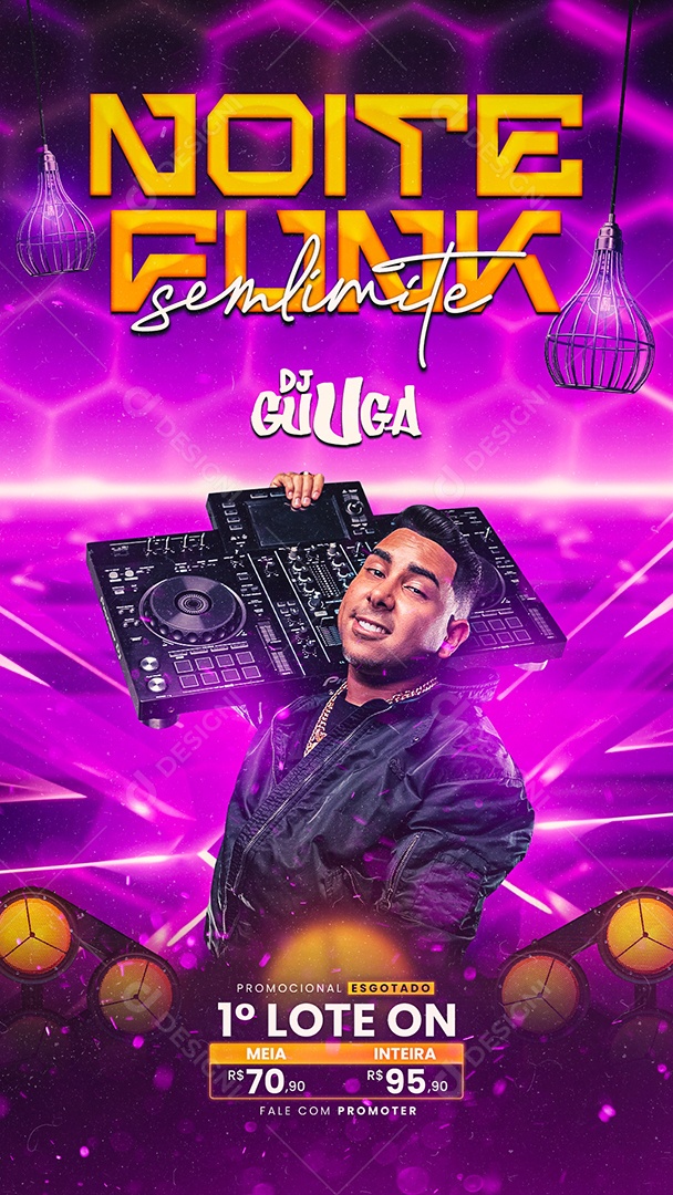 Story Flyer Noite Funk DJ Guuga Social Media PSD Editável