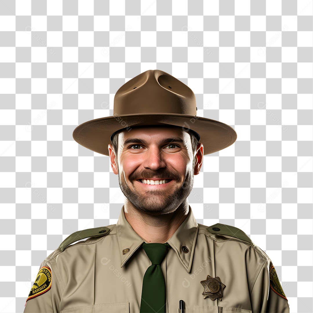 Homem Guarda Florestal Sorridente PNG Transparente