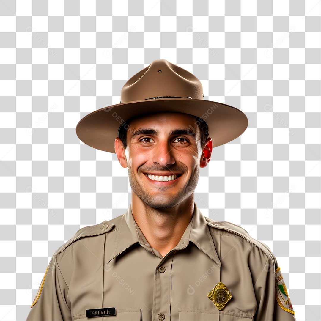 Homem Guarda Florestal Sorridente PNG Transparente