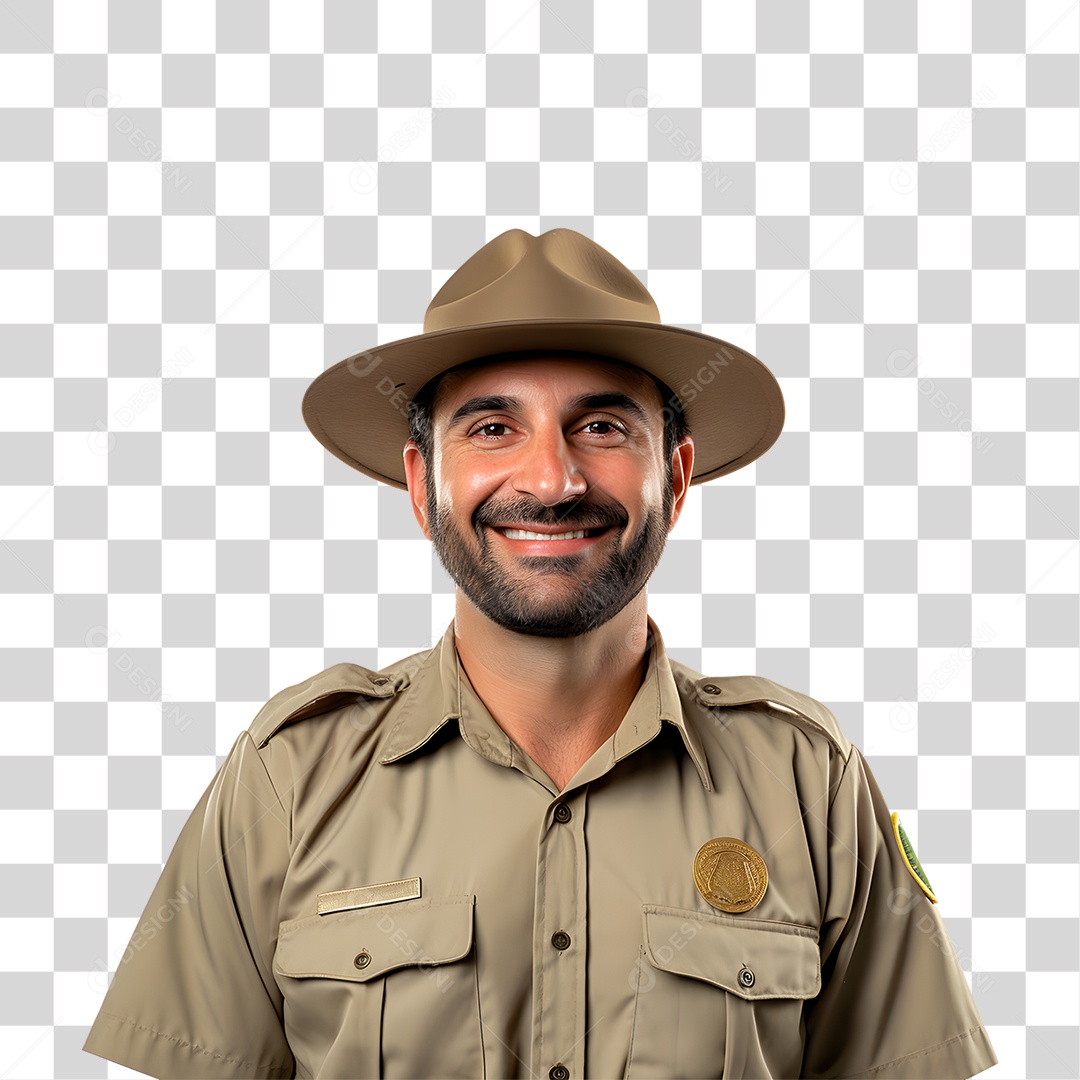 Homem Guarda Florestal Sorridente PNG Transparente