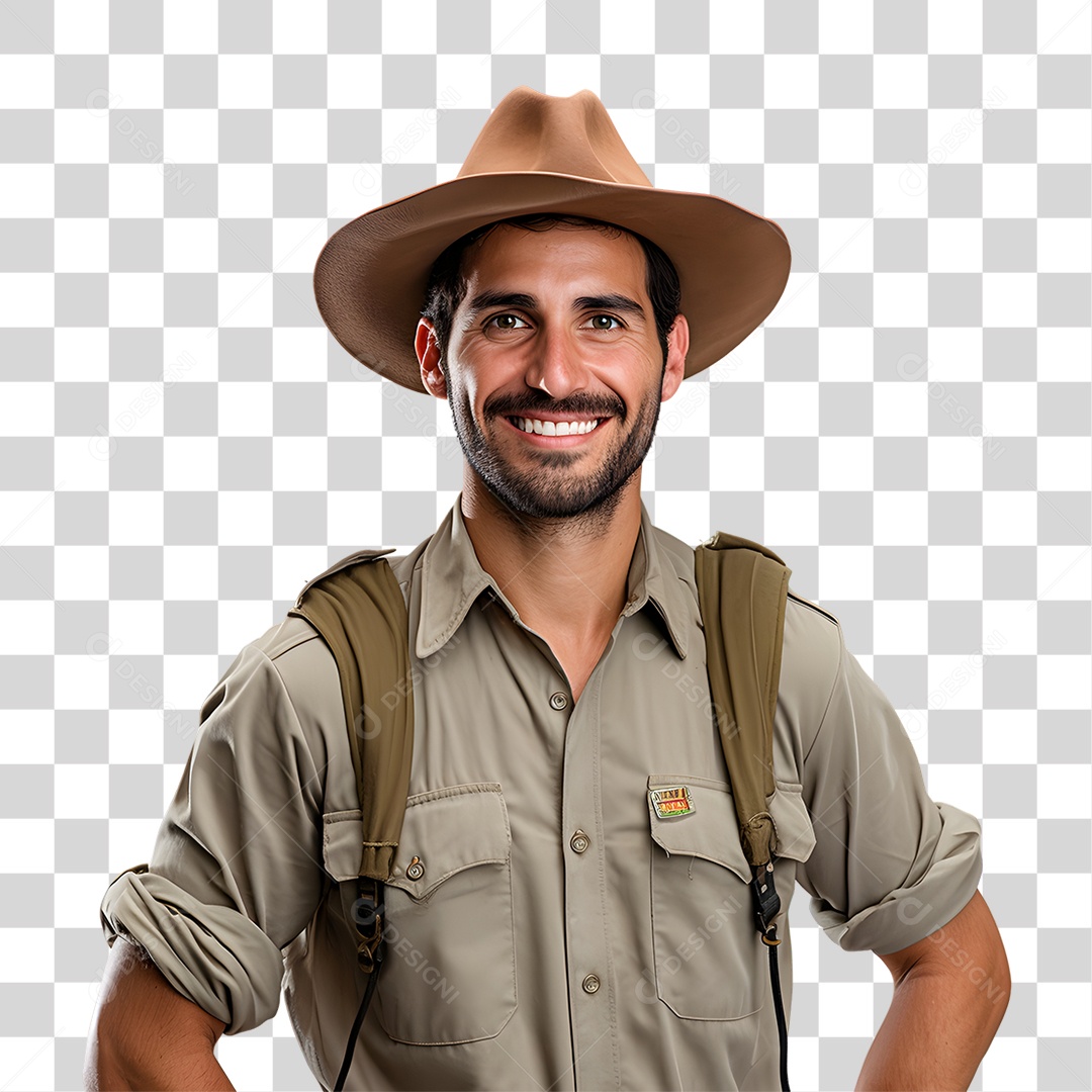 Homem Guarda Florestal Sorridente PNG Transparente