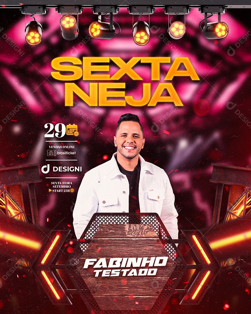 Flyer Sextaneja Fabinho Testado Social Media PSD Editável