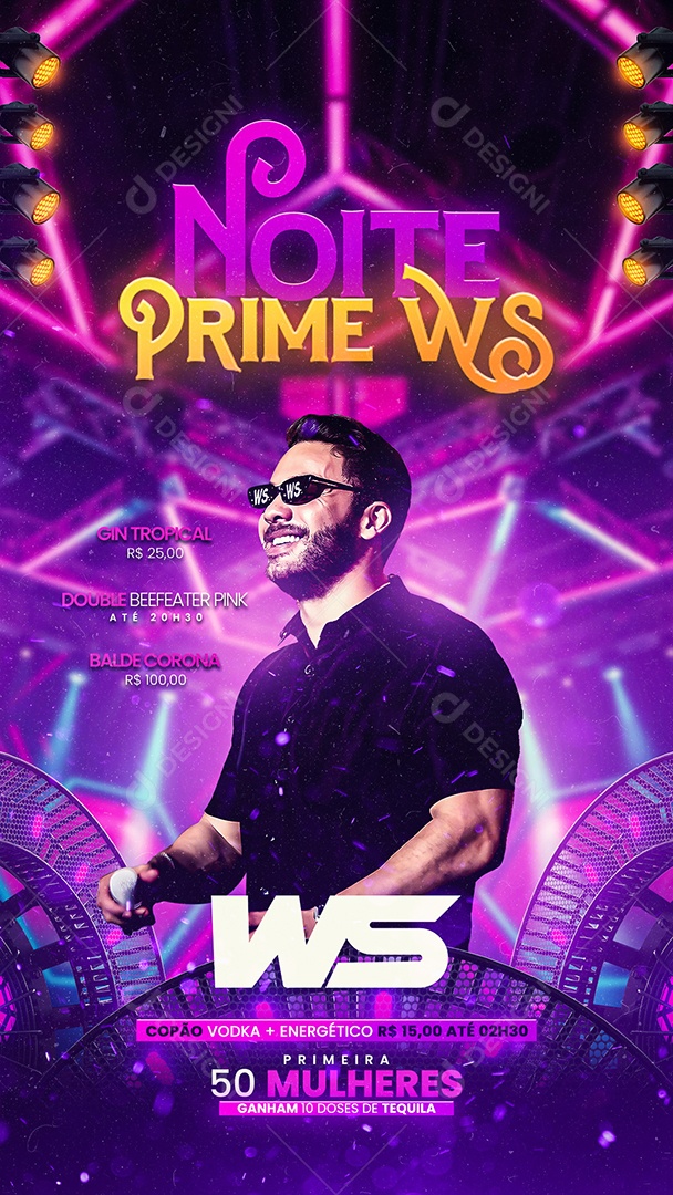 Story Flyer Noite Prime WS Wesley Safadão Social Media PSD Editável