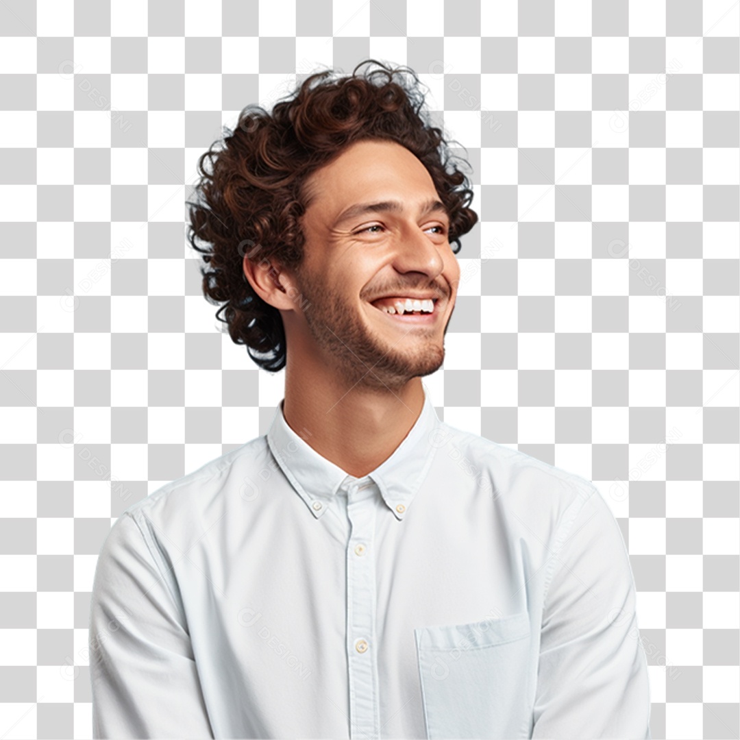 Homem de Camisa Branca Sorrindo PNG Transparente