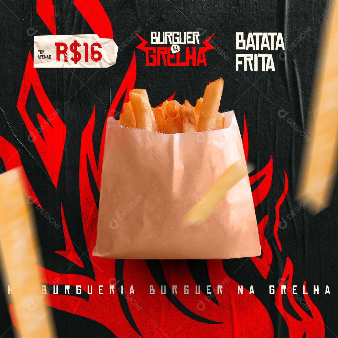 Hamburgueria Combo Batata Frita Social Media PSD Editável