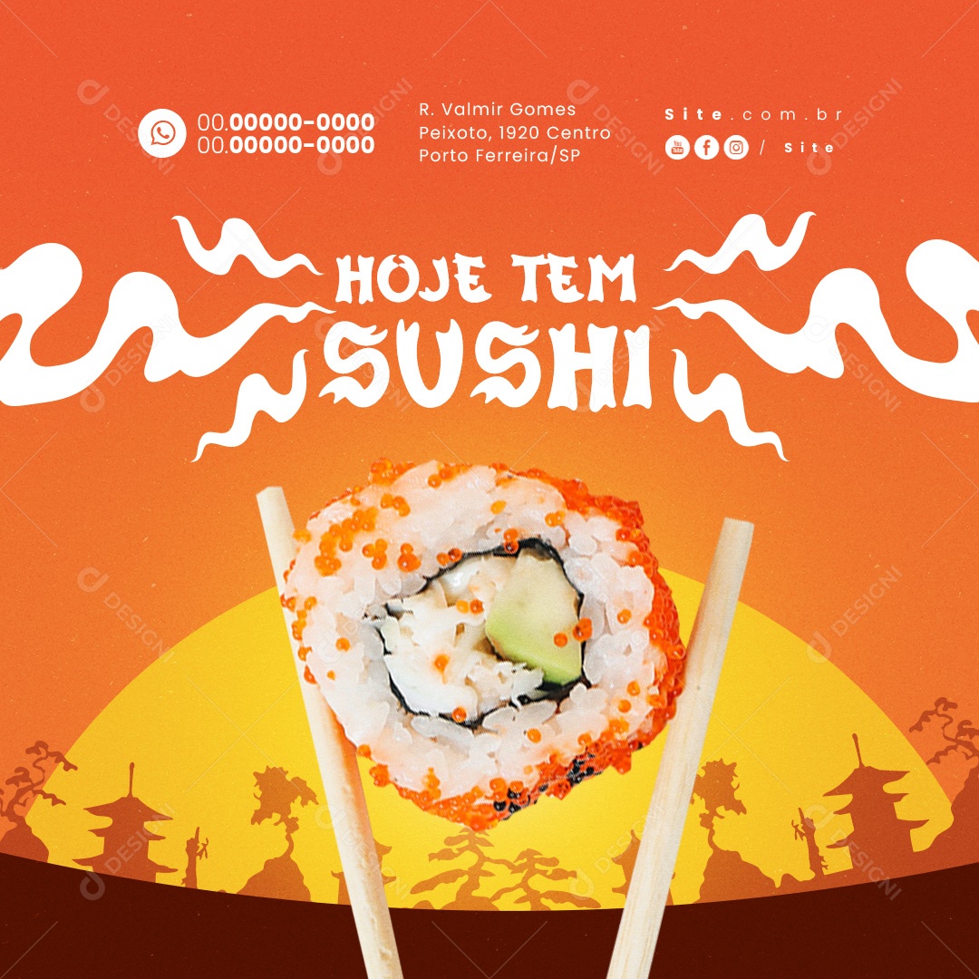 Comida Japonesa Hoje Tem Sushi Social Media PSD Editável